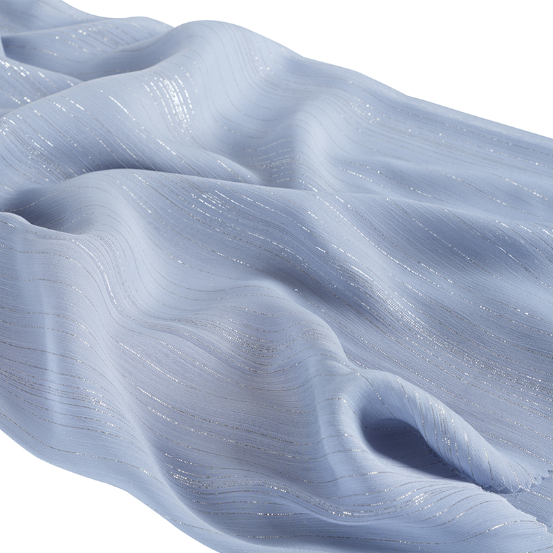 75D Düzensiz Gümüş İpek Şifon Krep