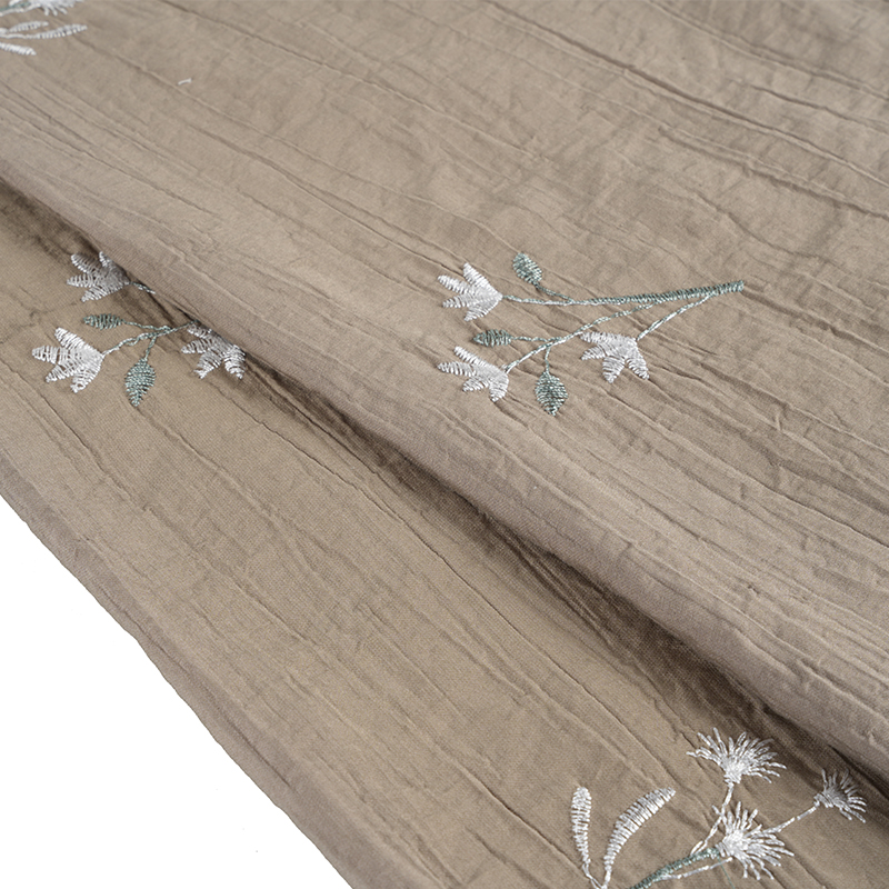 Şeftali Çekirdeği Orkide Nakış Çiçeği Kırışık Kumaş