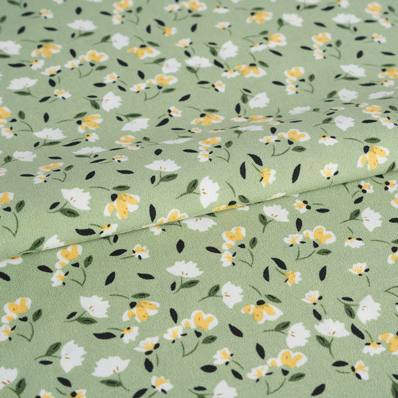 2026*75 Yanlış Büküm İpek Çiçek Yao Krep Küçük Çiçek Baskı Kumaş