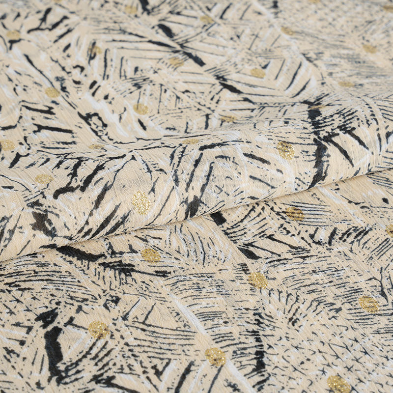 75D Şifon Krep Düzensiz Dağınık Altın Bükülmüş Baskı Kumaş