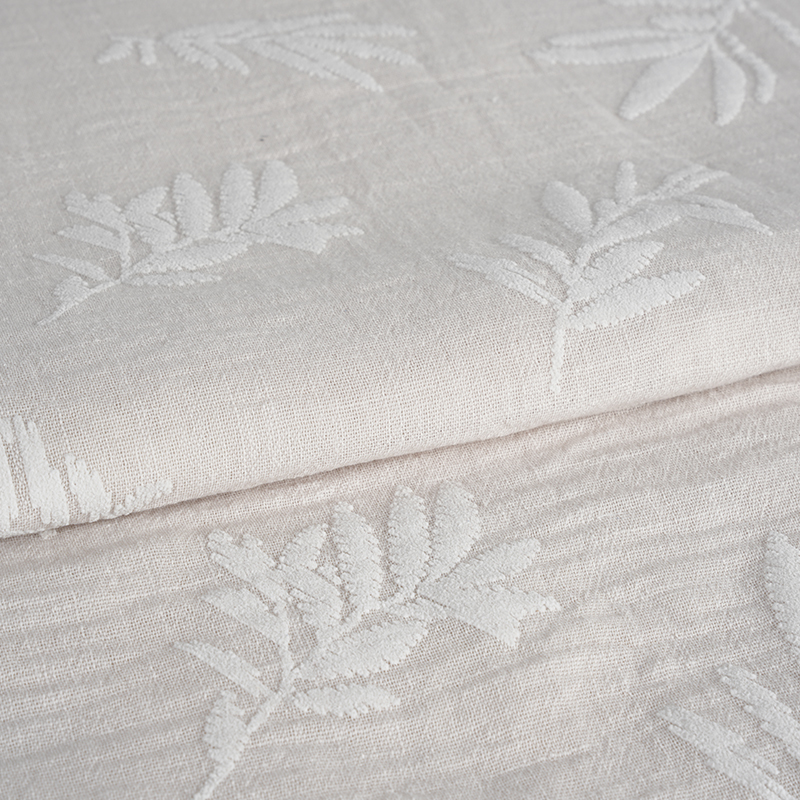 Polyester İplik Taklit Kenevir Yaprağı Köpük Baskı Kumaş