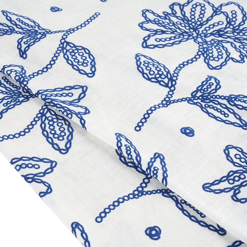 12S Viskon Keten Çiçek Köpük Baskı Kumaş