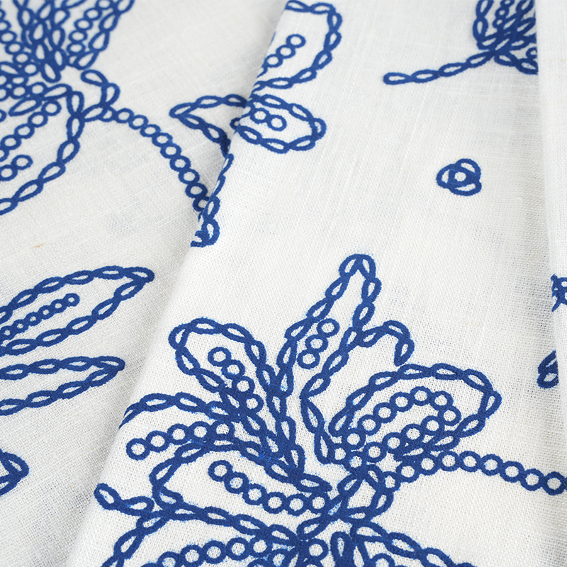 12S Viskon Keten Çiçek Köpük Baskı Kumaş