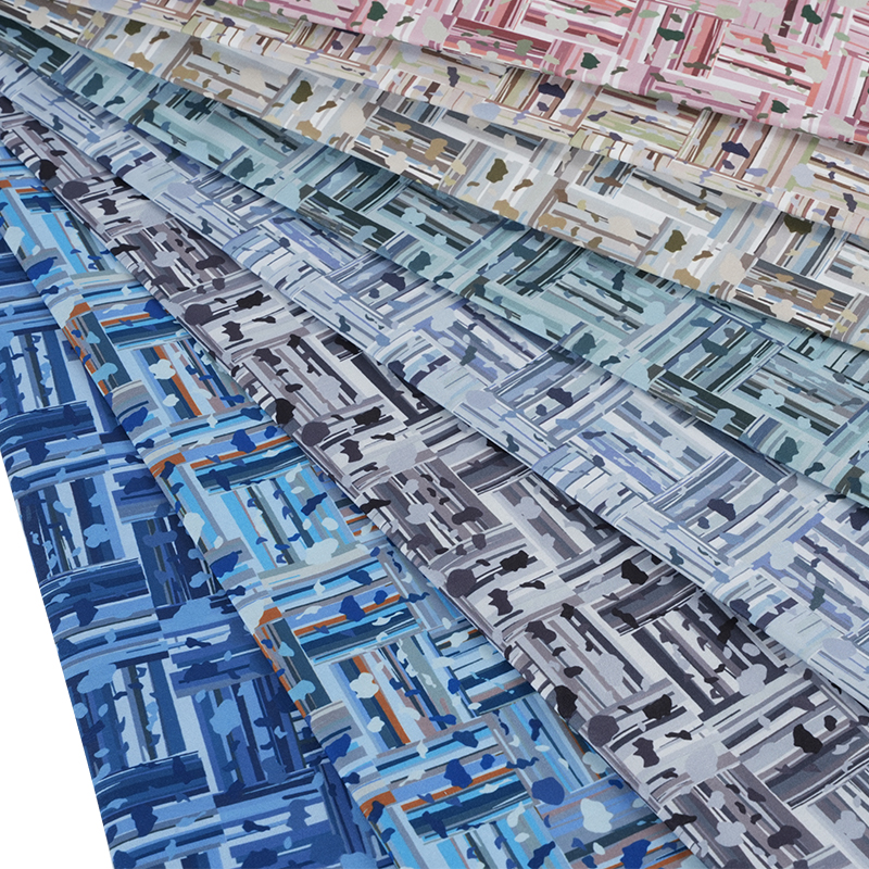 100D*40S Serin İpek Pamuk Soyut Pozitif ve Negatif Blok Dijital Baskı Kumaş